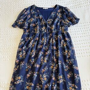Floral Navy Blue Maternity/Nursing Dress